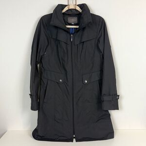 Cole Haan Black Packable Rain Jacket Convertible Hood S